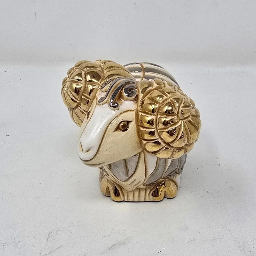 Vtg Artesania Rinconada ram figurine Uruguay clay‎ art Cottagecore Farmhouse